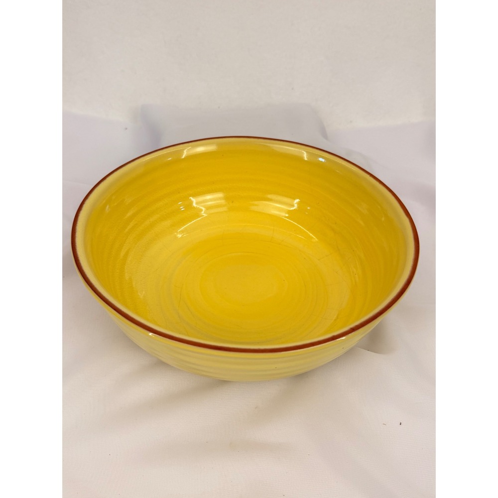 Frankoma Pottery Yellow Round Serving Bowl Vintage Ceramic 9.5 Inch USA